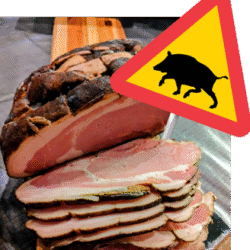 Vedrökt vildsvinsskinka